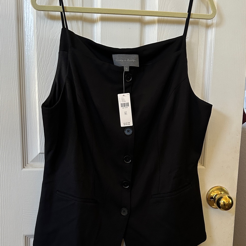 Anthropologie Black Button-Front Camisole